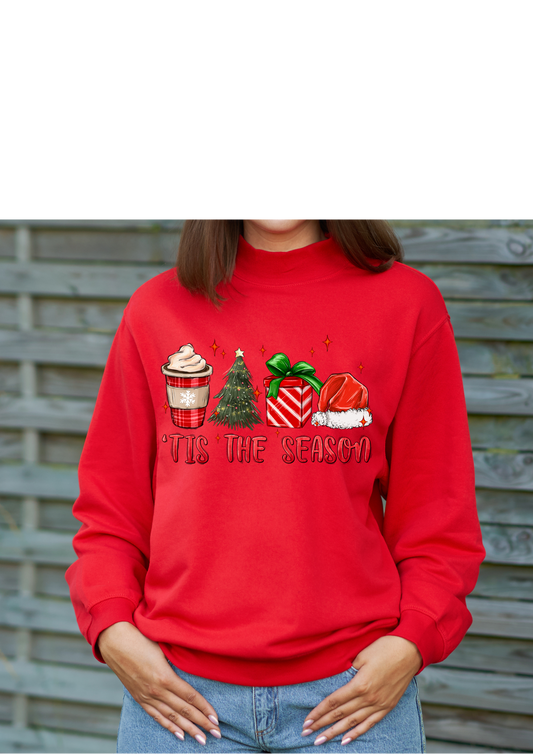 TIS THE SEASON TONE ON TONE SWEATSHIRT, CHRISTMAS SWEATSHIRT, MERRY CHRISTMAS SWEATSHIRT