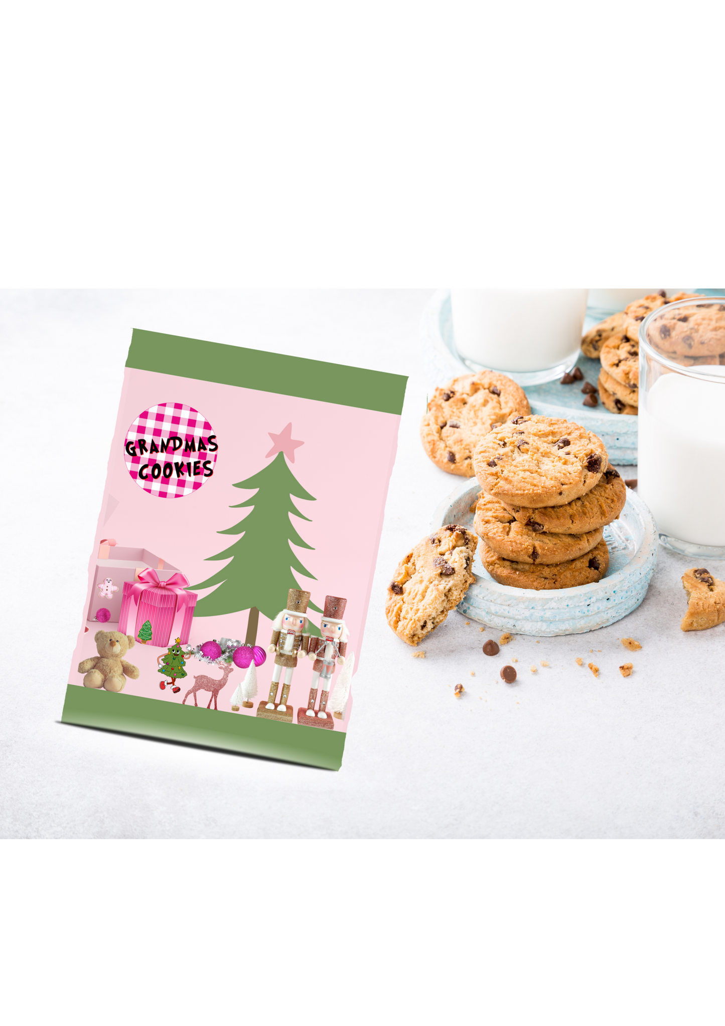 GRANDMA'S COOKIE SNACK BAGS, COOKIE BAGS, CHRISTMAS COOKIE BAGS,SANTA COOKIE BAGS (6 pack)