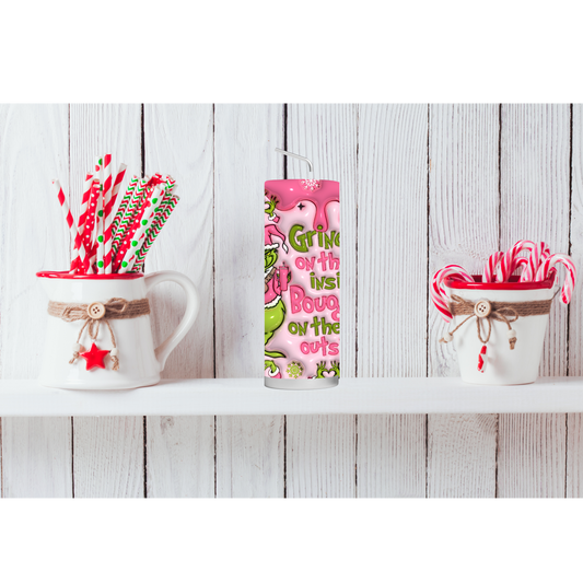 PINK GRINCHMAS TUMBLER, GRINCH CHRISTMAS TUMBLER, 3D GRINCH TUMBLER, CHRISTMAS TUMBLER