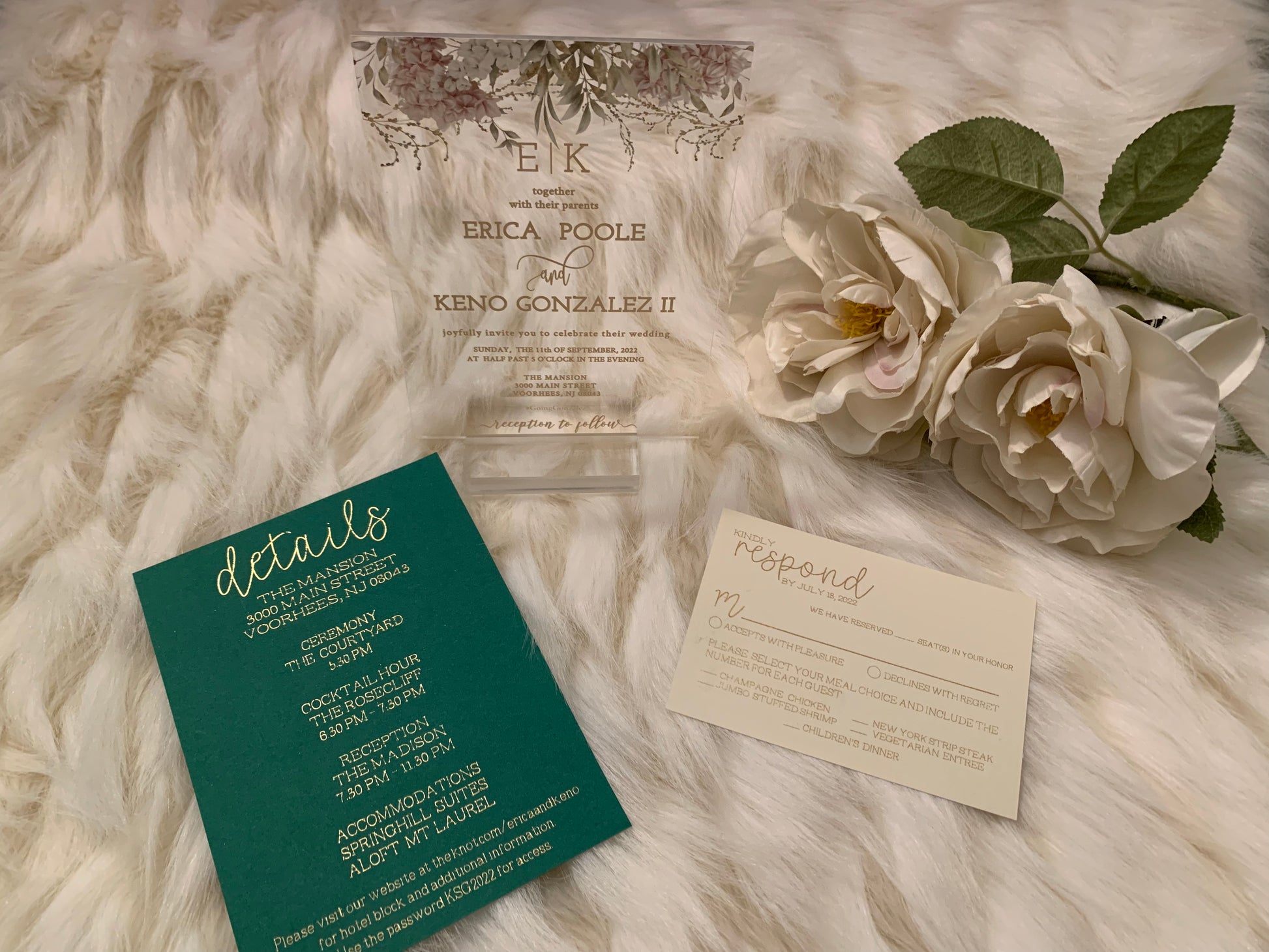 Custom Clear Acrylic Wedding Invitations With Design, Details Cards, R –  AnnieRose Design Studio